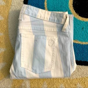Frankie B. Pin-Striped Skinny Jeans - White/Light Blue